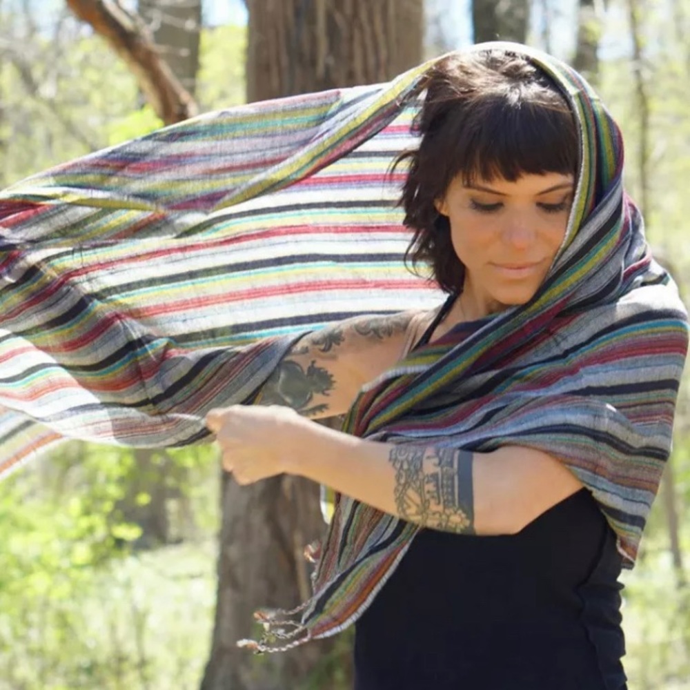 Multi colored cotton scarf. Brand new. Unique.